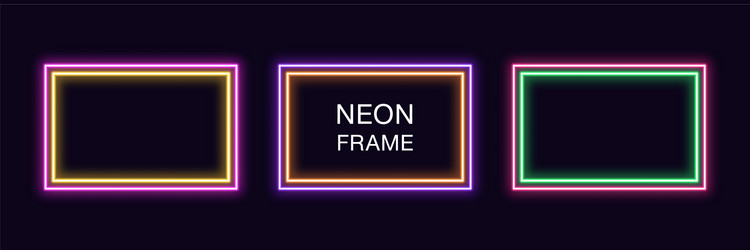 neon rectangle frame set rectangular vector image