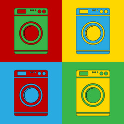 Pop art washing machine icons vector