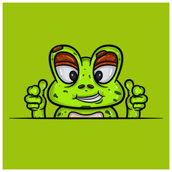 smug face expression with frog cartoon vector