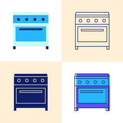 electric range icon set in flat and line styles vector