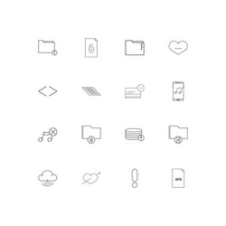 Files and folders sign linear thin icons set vector