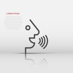 Voice command with sound waves icon in flat style vector