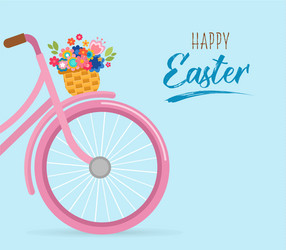 Easter Bicycle with Flower Basket Vector Image