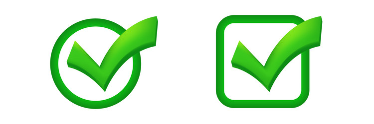 green check marks in circle and square vector image