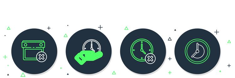 set line clock delete calendar date and icon vector image