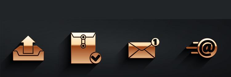 set upload inbox envelope and check mark vector image