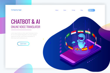 isometric online language learning with artificial vector image