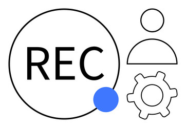 record button with user profile and settings vector image