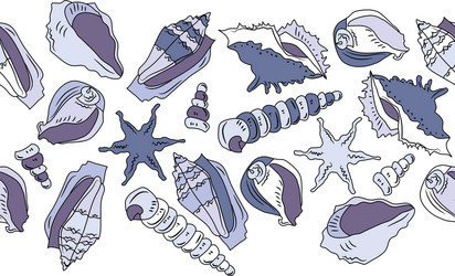 seamless background with different shells vector image