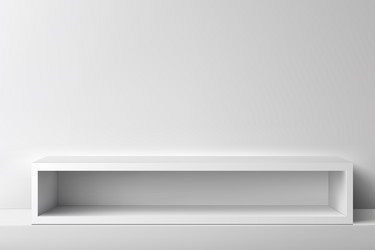 empty white shelf with shadow on studio background vector