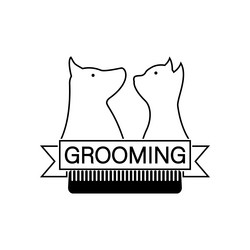 grooming logo dog cat and comb Vector Image