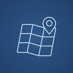 map with pointer line icon vector image
