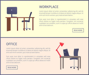 Office workplace design table computer and chair vector