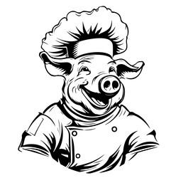 pig chef in hat cartoon character clip art Vector Image