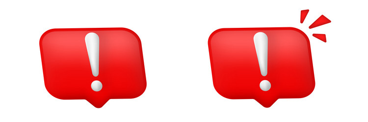 red exclamation marks in speech bubbles vector image