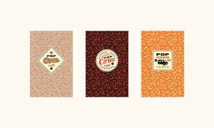set of label and seamless pattern for popcorn vector image