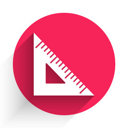 White triangular ruler icon isolated with long vector