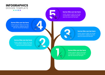 infographic template tree with 5 circles and text vector