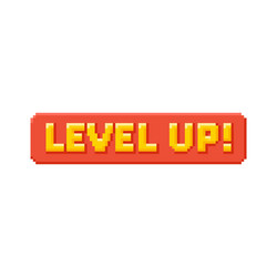 level up message button 8-bit pixel art style vector image
