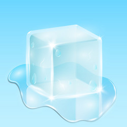 melting ice cube on a light blue background vector
