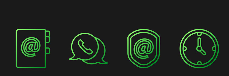 Set line shield with mail and e-mail address book vector