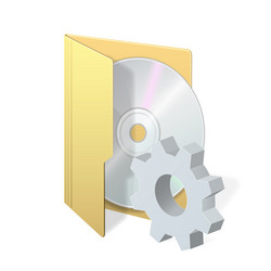 file computer folder and compact disk with gear vector image
