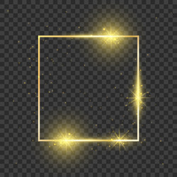 gold square frame glowing effect rectangle shiny vector image