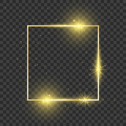 Gold square frame glowing effect rectangle shiny vector