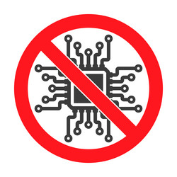 no ai microchip machine learning prohibited symbol vector image