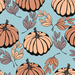seamless pattern with pumpkins on color background vector image