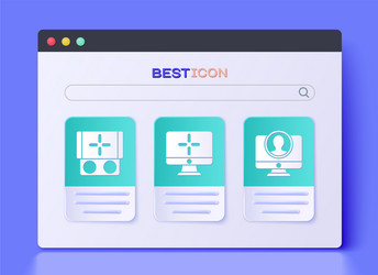set computer monitor portable video game console vector image