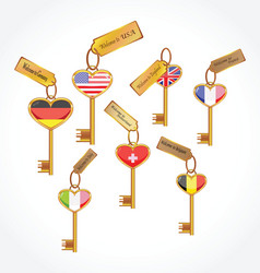 set of keys with flags vector image