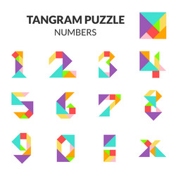 tangram puzzle game with isolated numbers vector image