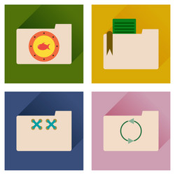 concept of flat icons with long shadow folder vector image