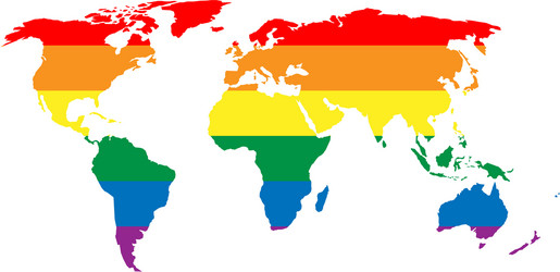 lgbt rainbow pride flag in a shape of world map vector