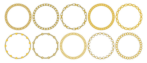 Round chain frame circle chains border boho vector