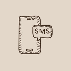 smartphone with message sketch icon vector image