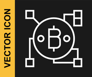 white line blockchain technology bitcoin icon vector image
