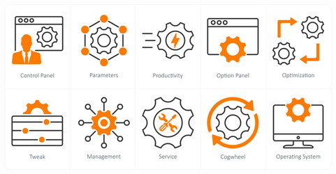 a set of 10 settings and configuration icons vector image
