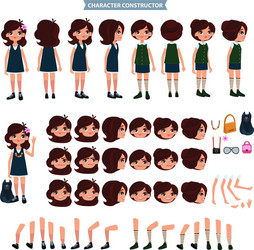 Creation cartoon character girl set with haircuts vector