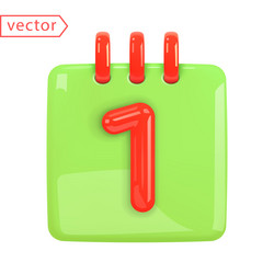 Daily calendar with date day 1 red color number vector