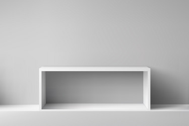 Empty white shelf with shadow on studio background vector