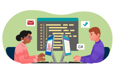 programmers working in office vector image