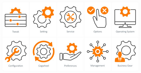 a set of 10 settings and configuration icons vector image