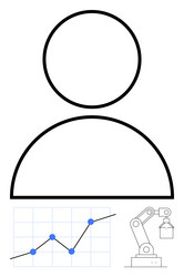 abstract person icon with graph and robot arm vector image