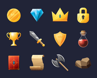 game ui assets set gaming user interface icons vector image