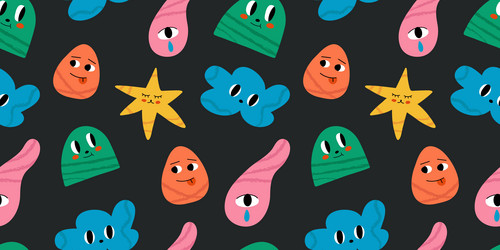 Abstract characters seamless pattern vector