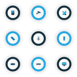 Hardware icons colored set with router vector