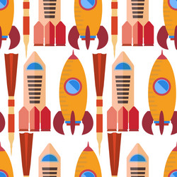 Seamless pattern with space rocket vector