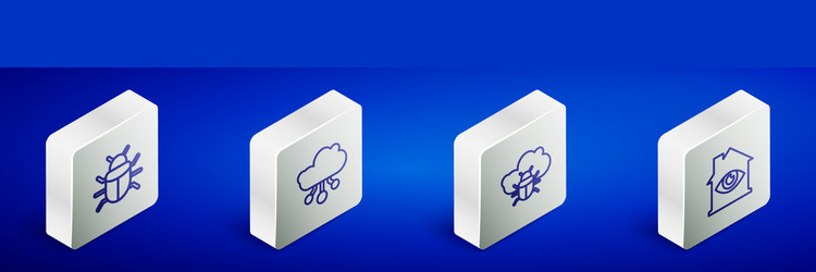set isometric line system bug internet of things vector image